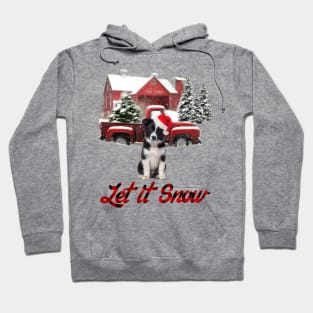 Border Collie Let It Snow Tree Farm Red Truck Christmas Hoodie